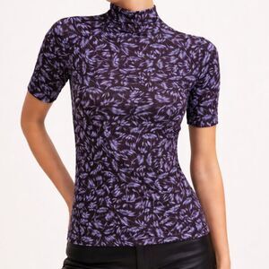 Madewell Drapey Mockneck Floral Short Sleeve Top Size XS